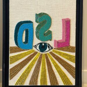 Jonathan Adler Hand-Beaded “LSD” Eye Artwork | Framed | Collectible